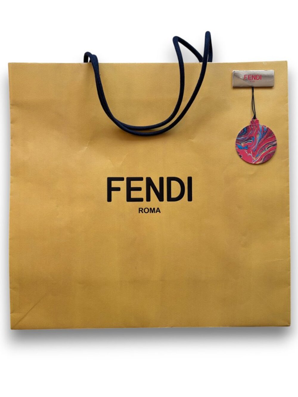 New Oversize Fendi Roma Gold Gift Bag 16.5” wide x 15.5” high